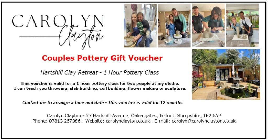 1 or 2 Hour Couples Pottery Class Voucher