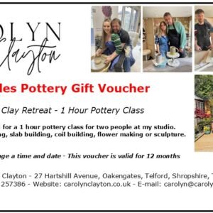 1 or 2 Hour Couples Pottery Class Voucher