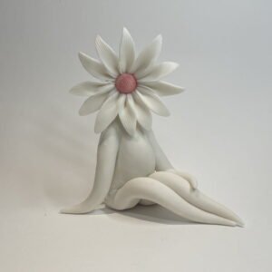 Pink Daisy Lady Ceramic Sculpture