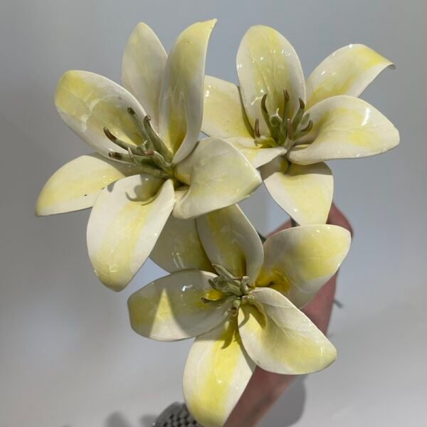 3 Handmade Ceramic Lilies on stems