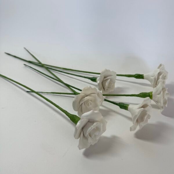 6 Bone China Roses on Stems